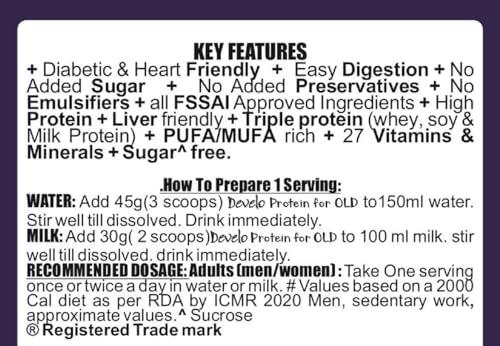 DEVELO Develo Protein Powder for Seniors, Elderly & Old Age People, Men & Women - 500g Elaichi Pista