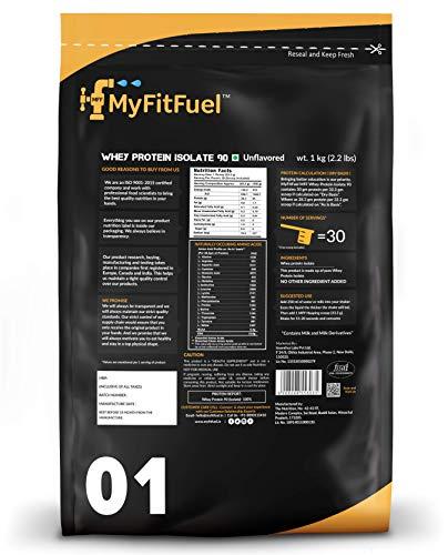 MyFitFuel MyFitFuel MFF Whey Protein 90 Isolate | 1 Kg, 30 Servings (Unflavoured) | Pure 100% Isolate Protein