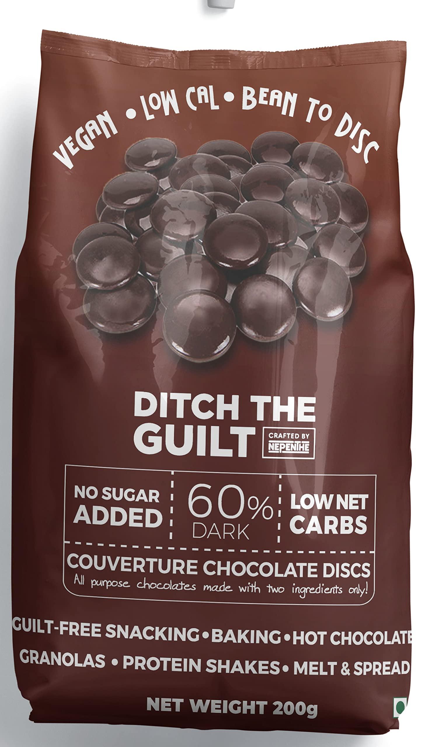 Nepenthe Coffee and Chocolates Nepenthe Coffee and Chocolates Ditch The Guilt - 60% Cacao Minis - Sugar Free Vegan Dark Chocolate - Stevia Sweetened - Granola & Oats, Smoothies - Milk Shakes & Protein Shakes 200G
