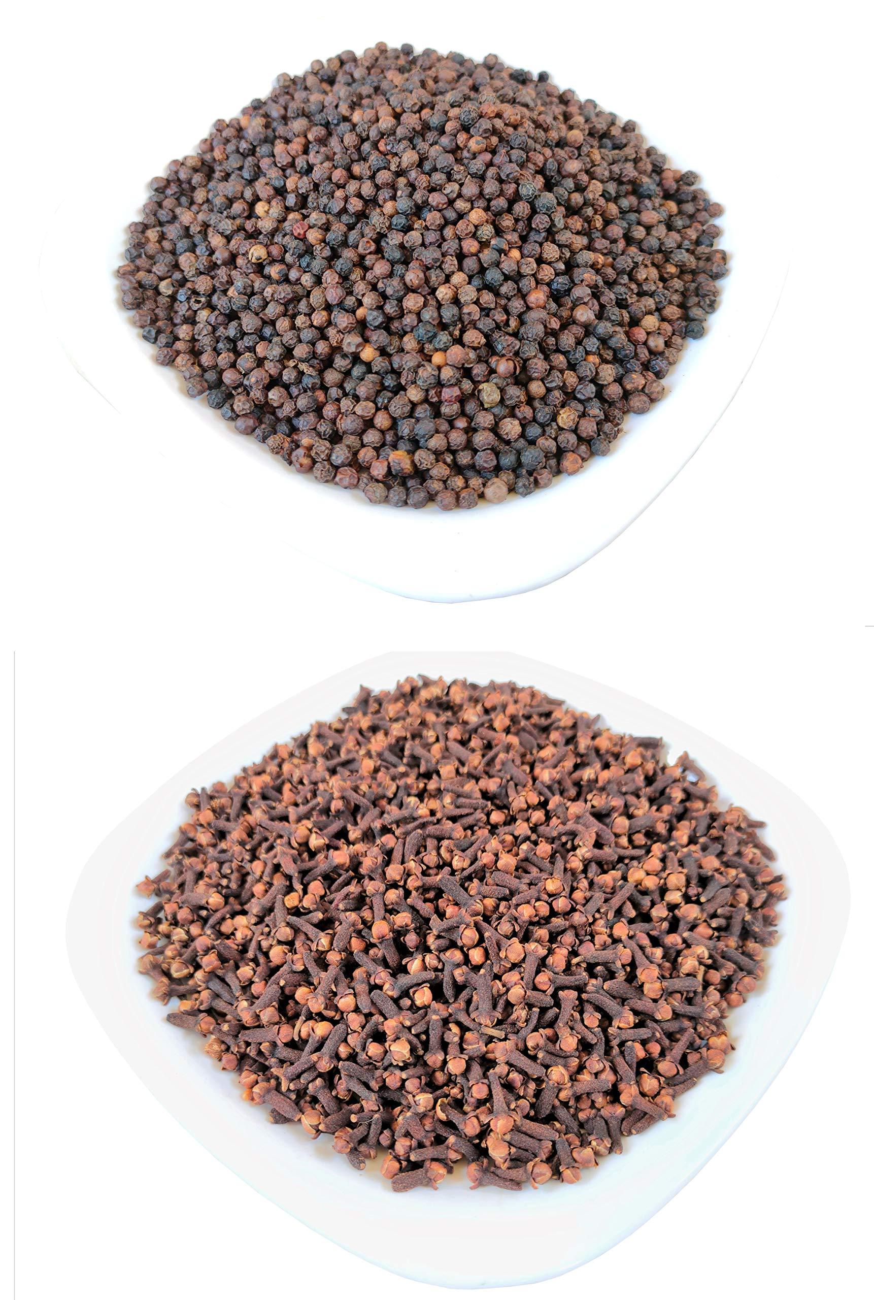 Safe Products Safe Products Whole Spices Black Pepper Kali Mirch and Clove Laung Combo 250Grams Each | Total Weight 500Grams