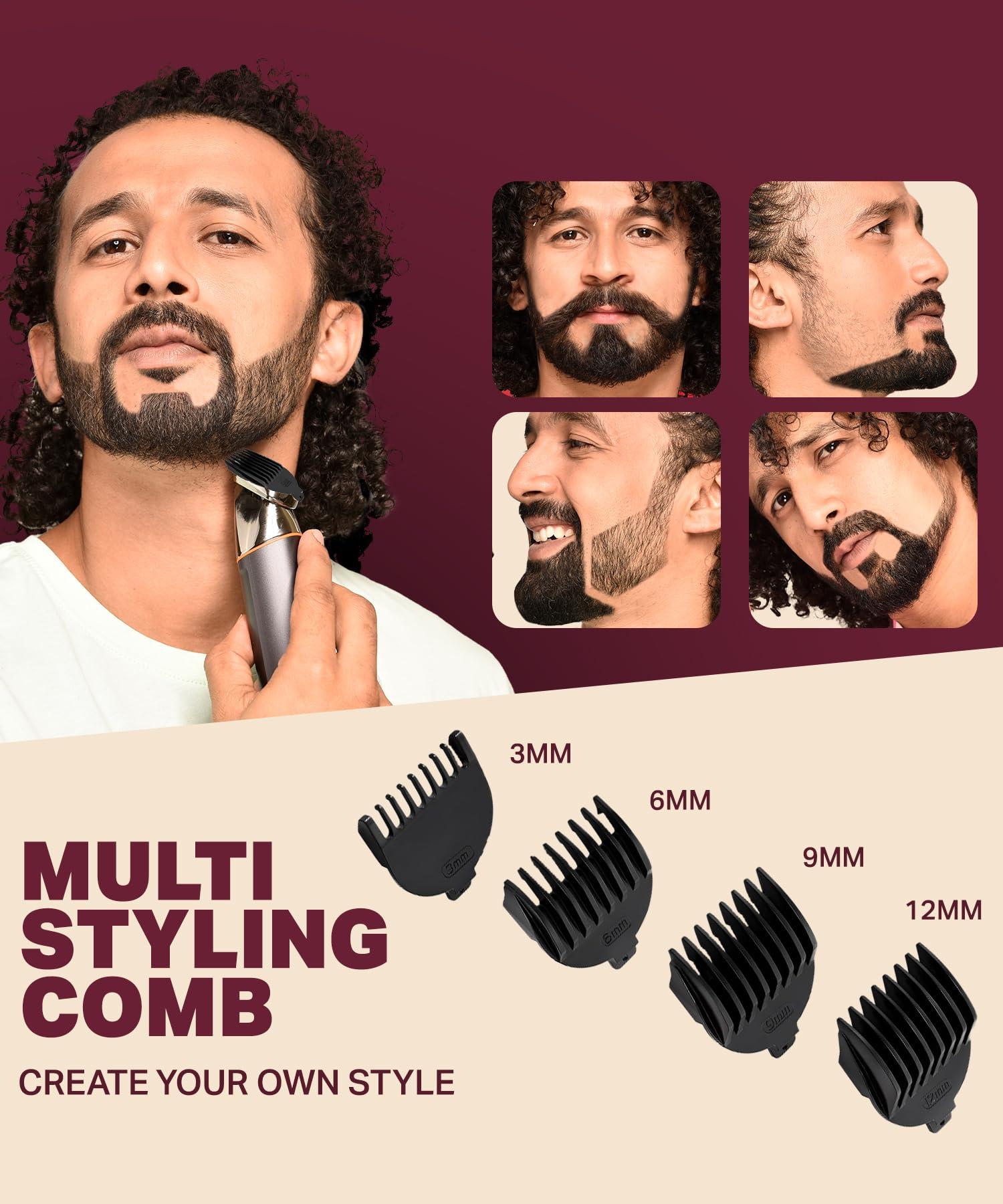 Bombay Shaving Company Bombay Shaving Company Premium Multi Grooming Trimmer for Men | Body and Beard Trimmer for Man | Multi Styling Rotary Comb, IPX6 Waterproof, 90 Min Run Time, 2 Hrs Charge Time | 1 PC