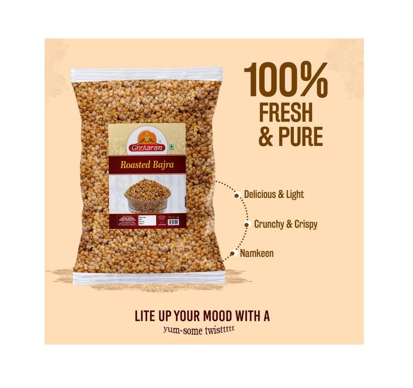 GHOTARAM Ghotaram Classic Salted Roasted Bajra Puff Healthy Snack Anytime | Bajra Millet Puffs Less Fat Rich Protein & High Fibre | Healthy Roasted Diabetic Friendly Pearls Millets Snacks-850g*1Pack