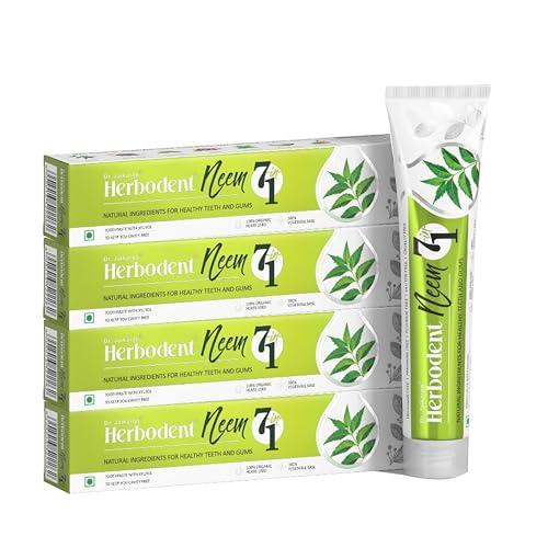 Herbodent Herbodent NEEM 7 in 1 Toothpaste - 185g Pack of 4 | Organic Herbs - Neem, Black Seed & Xylitol for Anti Cavity -Cardamom & Mint for Taste & Freshness-Baking Soda for Excellent Cleaning