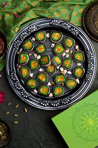 Hamam Dasta Rakhi with sweets for brother Kaju Kesar Rolls Anjeer Chakkar 500 Grams The House Of Treats Rakhi for brother combo Rakhi gift for brother with sweets Rakhi Combo Pack