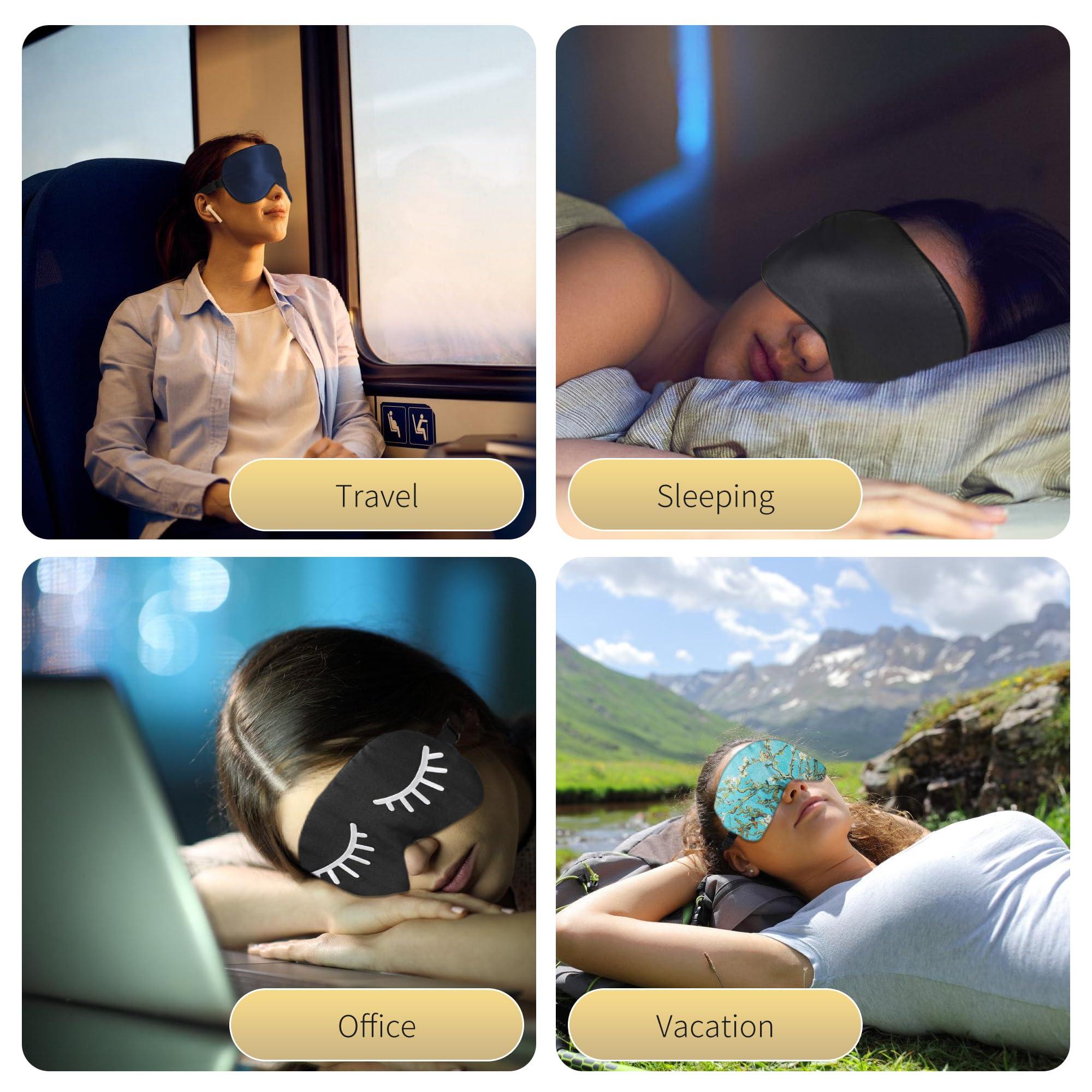 ZIMASILK ZIMASILK 100% Natural Silk Sleep Mask Blindfold,Adjustable Super-Smooth Soft Eye Mask for Sleep with Bag(Pattern 2)