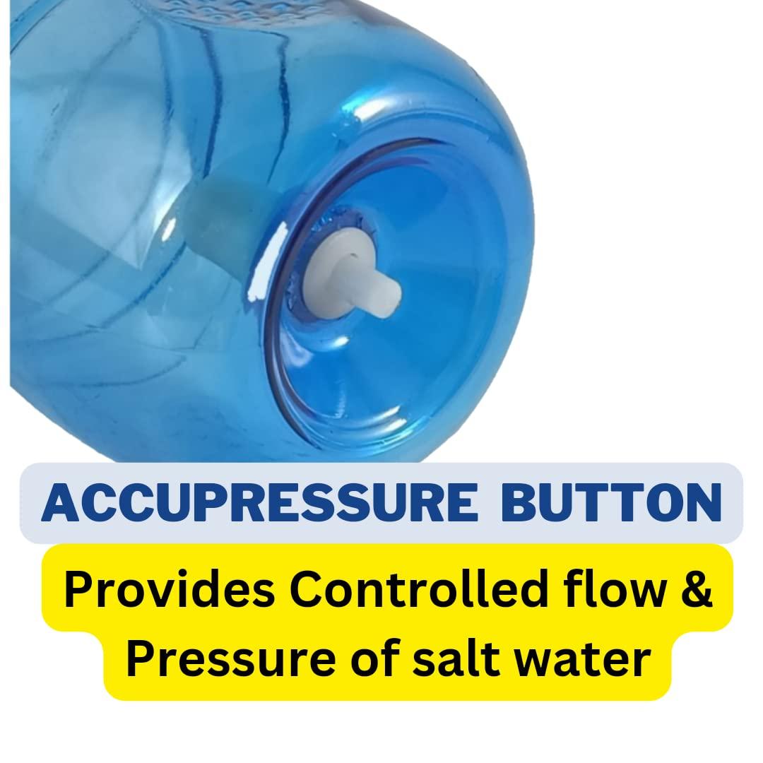 AYURTECH BIOHACKERZ Ayurtech Jal Neti Pot Bottle 300 ML + Nasal Rinse neti Salt with Himalayan Pink Salt and Xylitol FREE 10 satchets ( Worlds Best Jala neti Salt )+ 2 Nozzels with Protecting Cap / Nasal-wash Nose Cleaner Bottle for Adult, Kid , Saline Nasal Spray, Repl