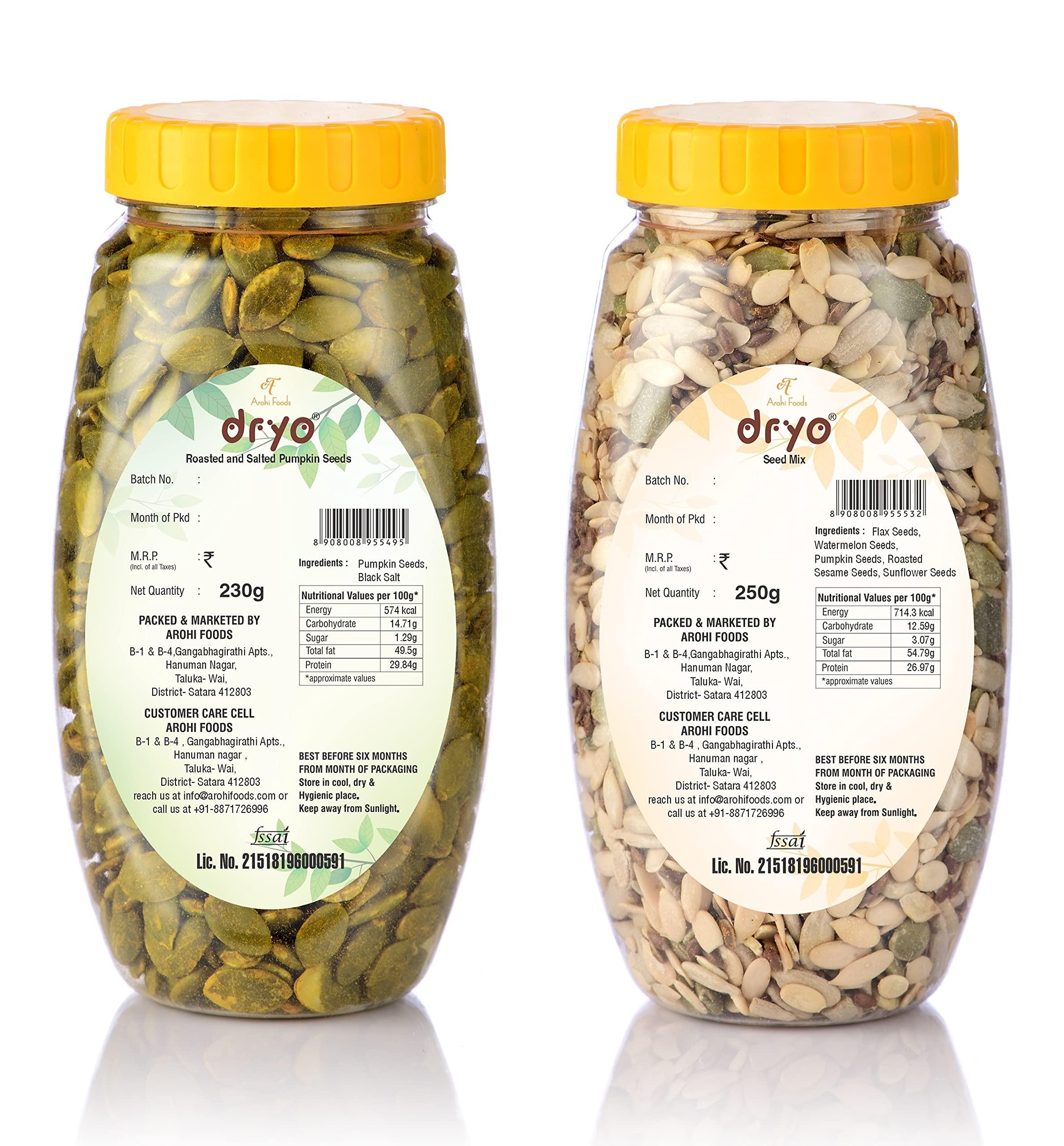 dryo Dryo Combo of Salted Pumpkin Seeds 230g & Seed Mix 250g