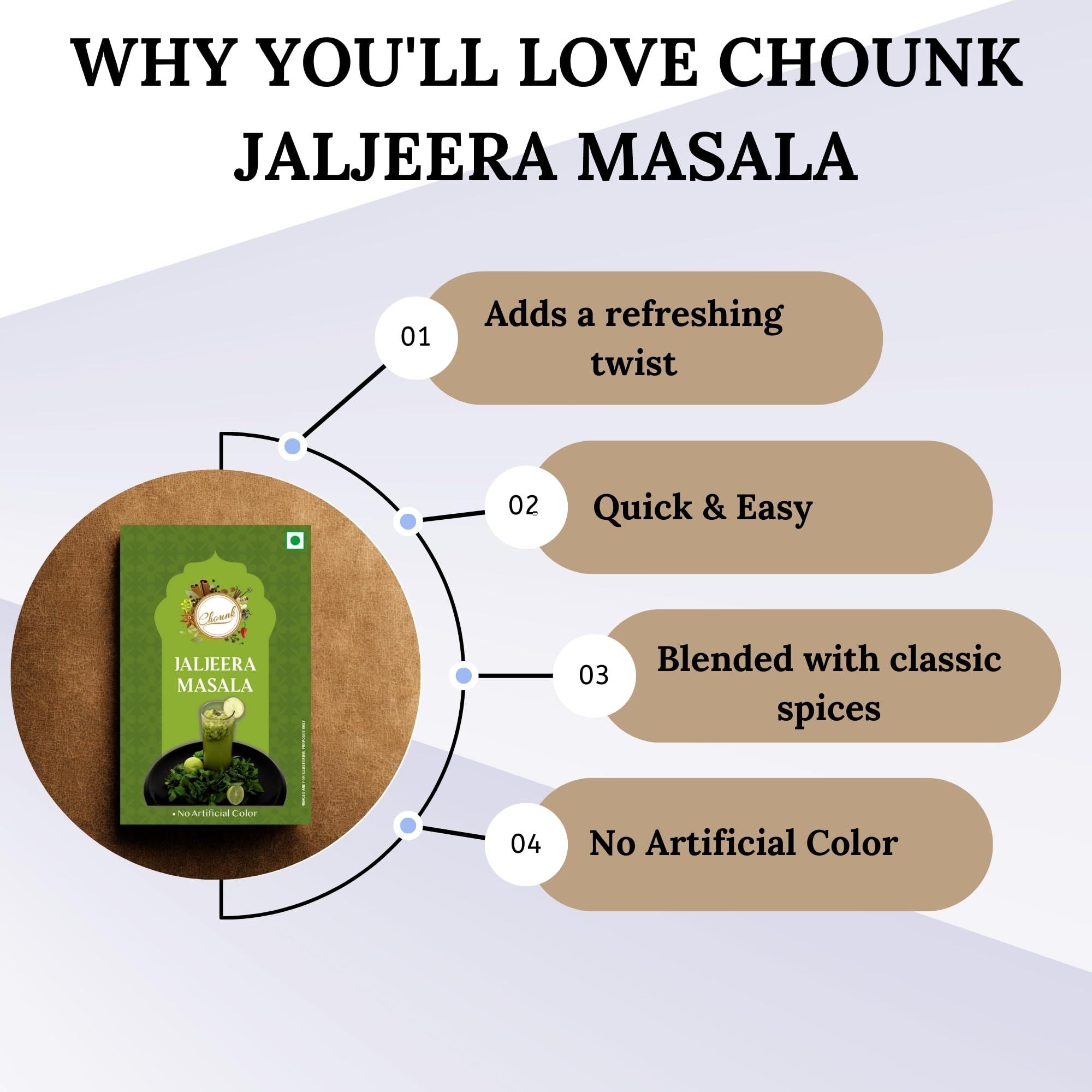 Chounk Chounk Chatpata Jaljeera/Jaljira Masala Powder 200 Grams (100g x 2 Pack) | Summer Drink Masala Powder | Hygienically Packed | No Preservatives | No Artificial Flavour Added