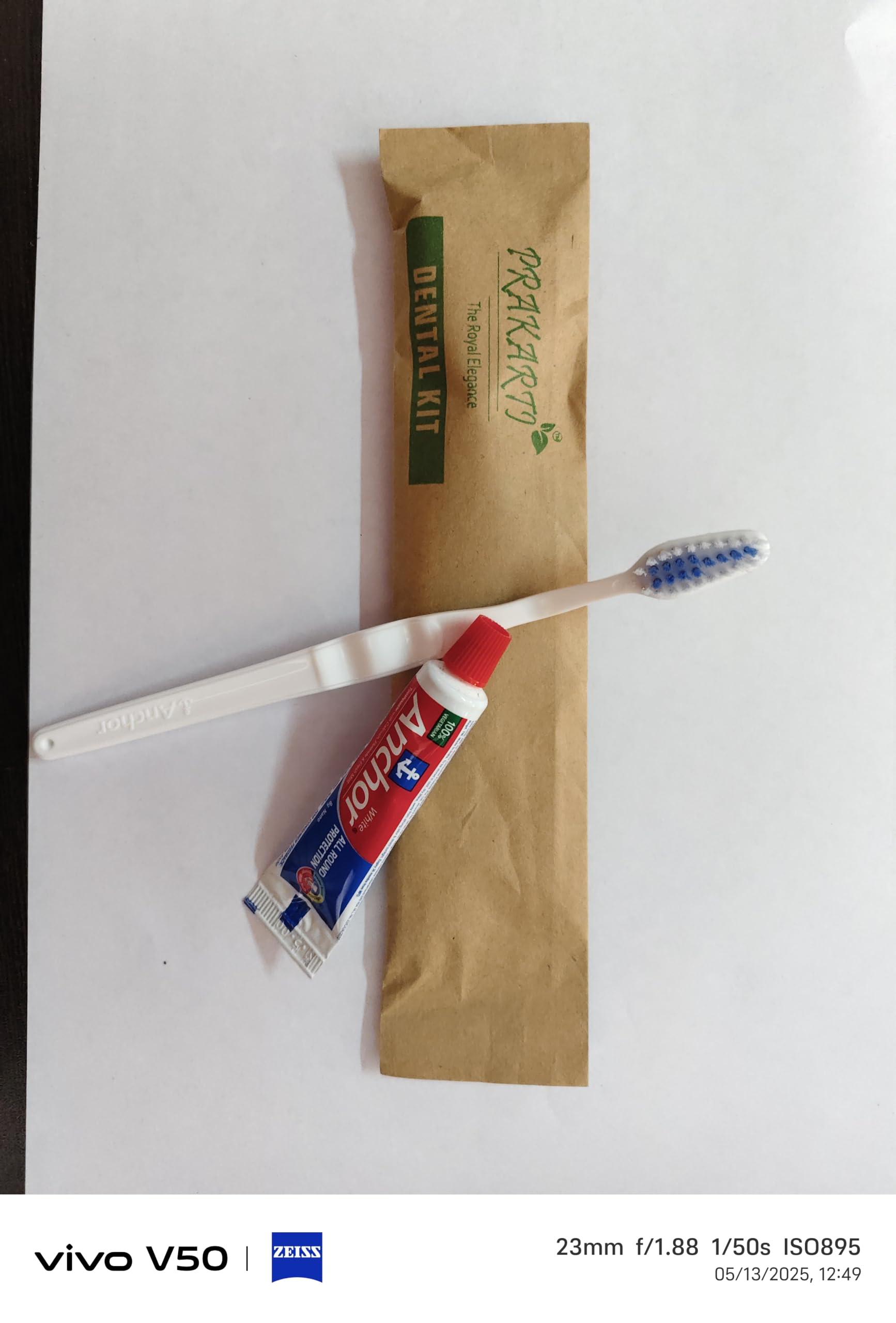 PRAKARTI PRAKARTI Adult Hotel Dental Kit 100 Pcs(1 Manual Toothbrush & 1 Toothpaste)