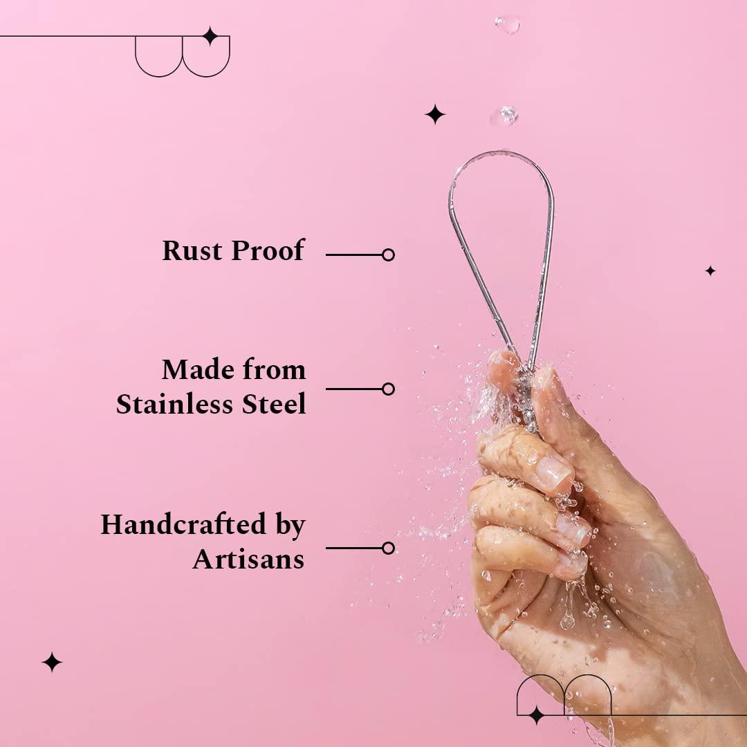 Perfora Perfora Copper & Silver Tongue Cleaner Combo for Men & Women | For Fresh Breath & Bacteria Removal | Improved Taste Sense & Oral Hygiene 100% Pure Indian Copper Tongue Scraper To Prevent Bad Breath