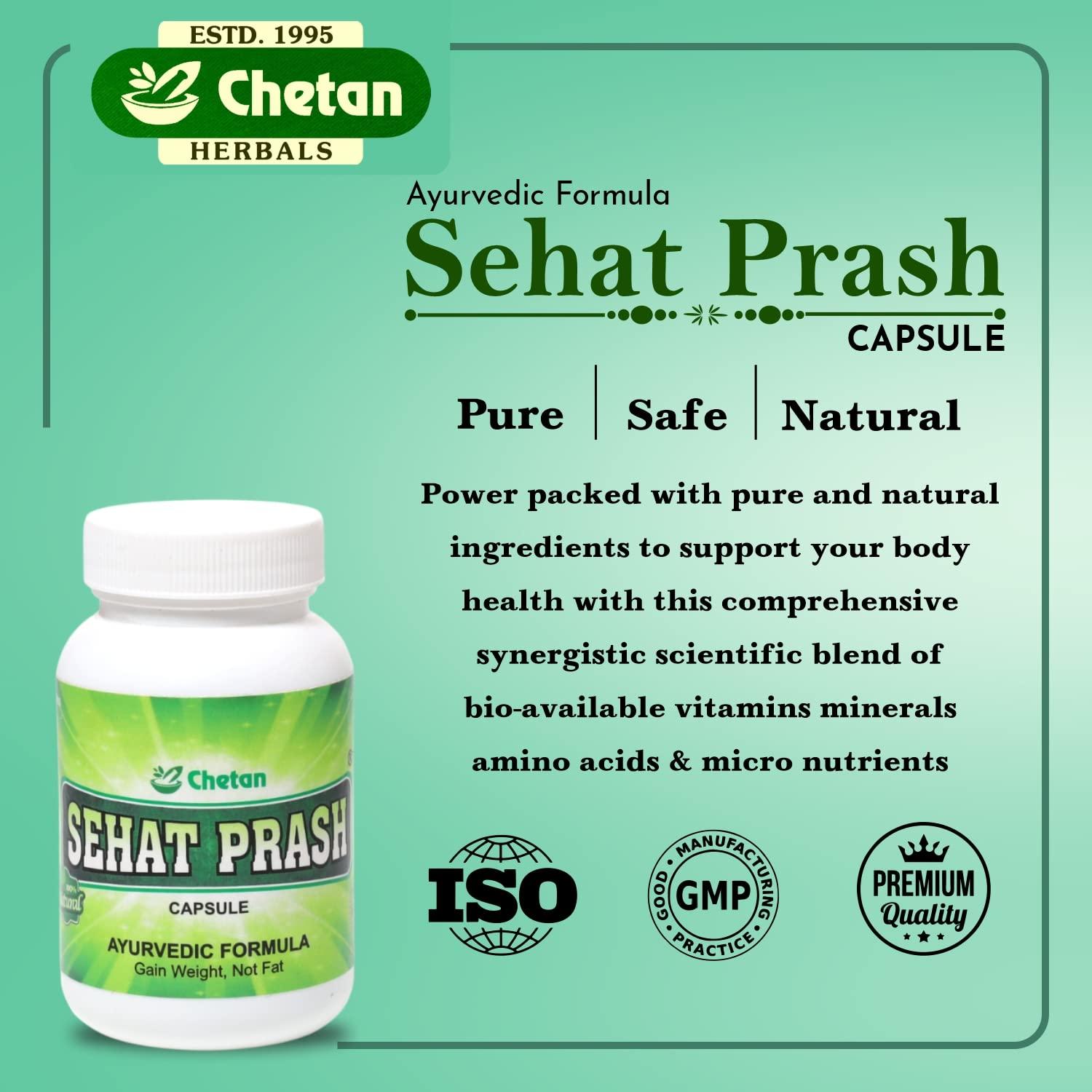 CHETAN HERBALS CHETAN HERBALS Sehat Prash Ayurvedic Weight Gainer For Muscle Gain, Ayush Approved, 60 Capsule