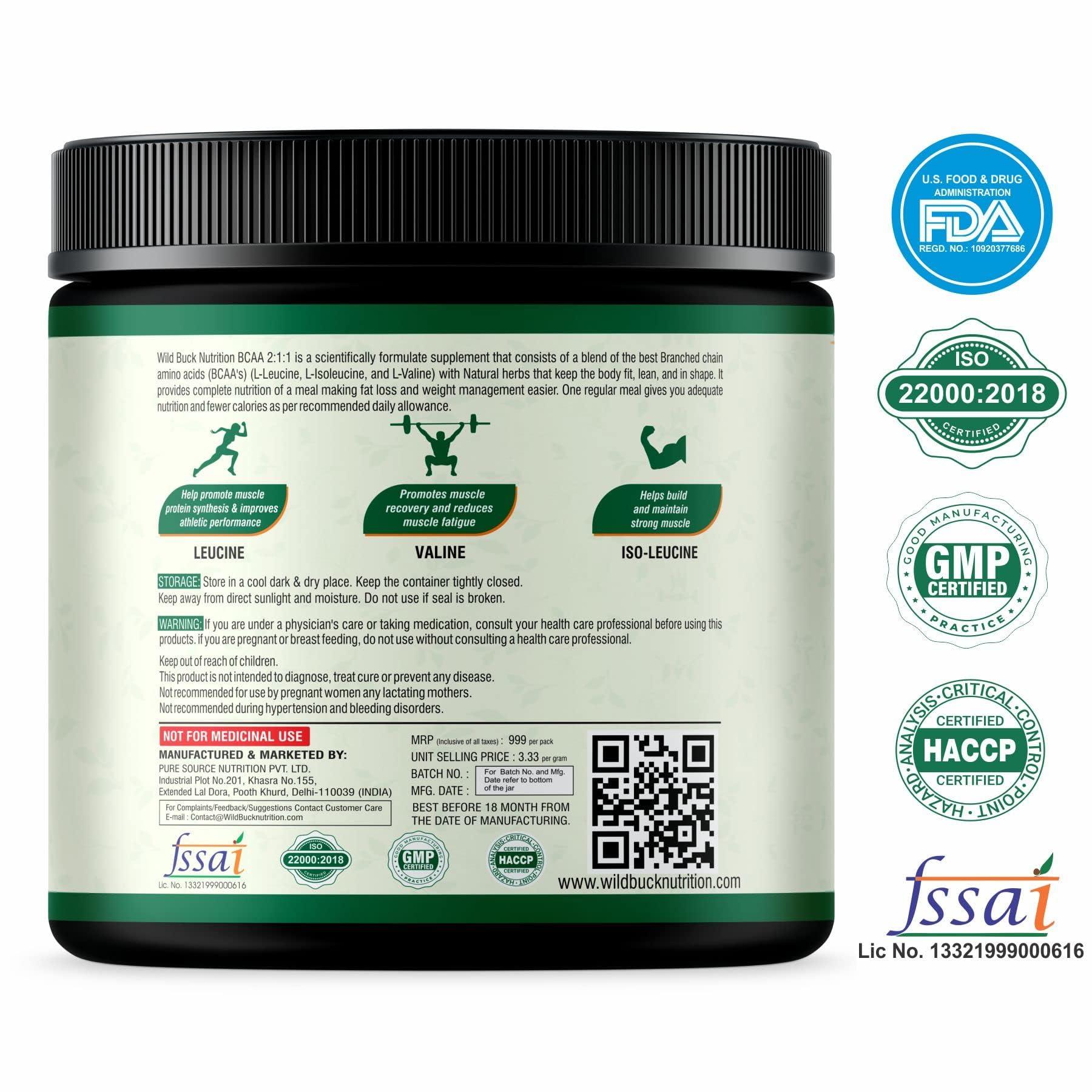 WILD BUCK WILD BUCK Creatine Monohydrate, 100% Pure Creatine, Energy Support Supplement [50 Servings, Blueberry] + Bcaa Powder For Muscle Endurance, For Women & Men [Apple Berry, 30 Servings, 300G]