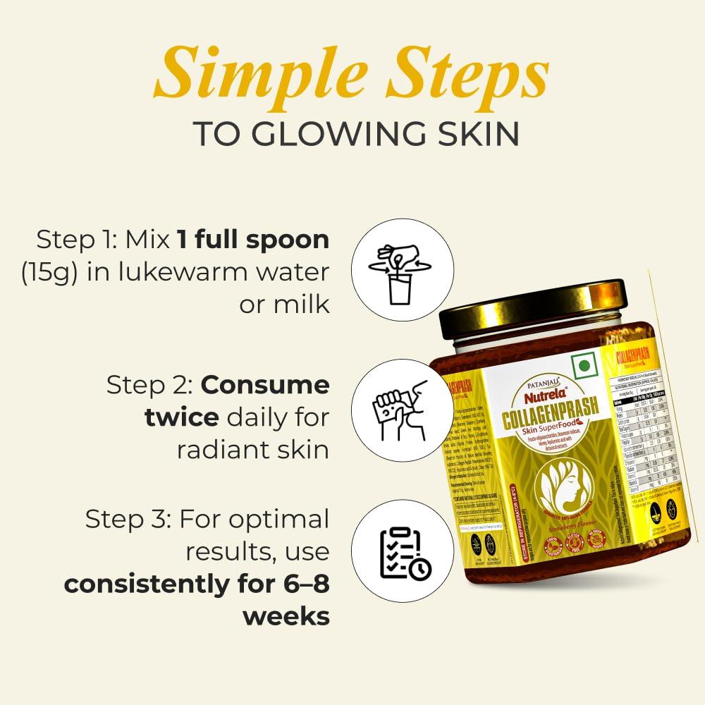 NUTRELA Nutrela Collagen Prash Supplement for Glowing & Younger Looking Skin - 400g | Patanjali Collagen Builder Skin Super Food for Men & Women