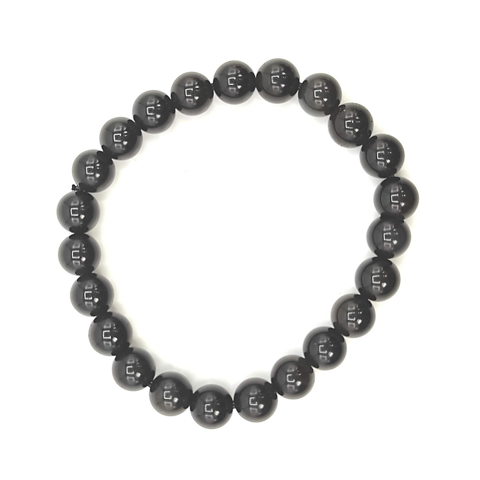Plus Value Plus Value Black Obsidian Bracelet for Protection | Stylish Charm Crystal Bracelet for Men Women Boys and Girls (Beads Size: 8mm, Jute Bag)