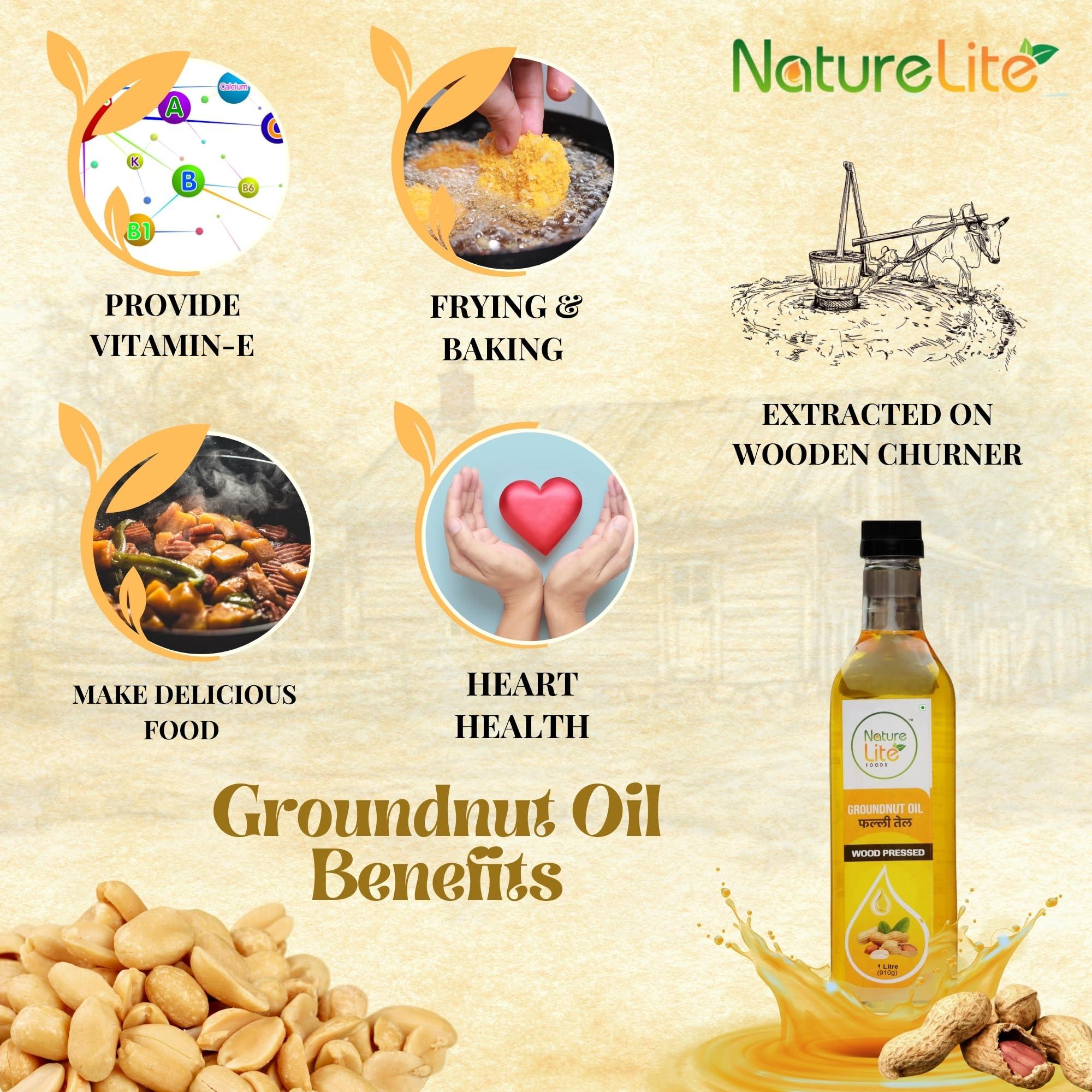 Nature Lite FOODS Nature Lite Foods Wood Pressed Groundnut Cooking Oil | 100% Pure & Unrefined Oil for Healthy Cooking (Peanut Oil 500ml)