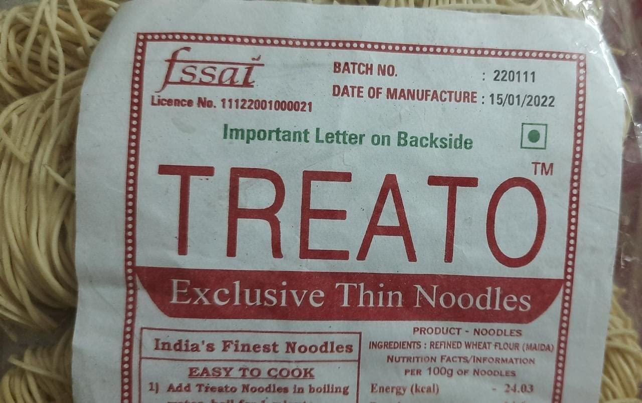 Treato Treato Thin Chow Noodles Exclusive Chowmein 6 Folded Pieces Packet - Vegetarian, 325, Gram