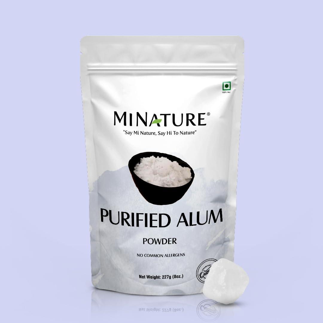 minature Alum Powder by mi nature | Purified Fitkari Alum powder (phitkari) for Skin Care |Water Purify| Pure Alum powder Cruelty Free |Pack of 2 (227g Each)