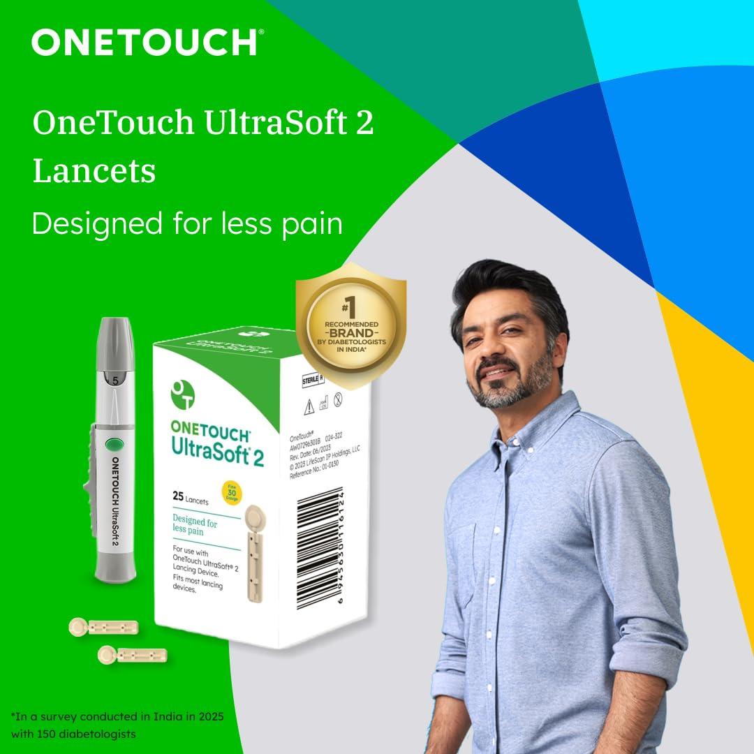 OneTouch OneTouch UltraSoft Lancets | Pack of 25 Lancets | Designed for Less Pain | Global Iconic Brand | For use with OneTouch UltraSoft & UltraSoft 2 Lancing Device
