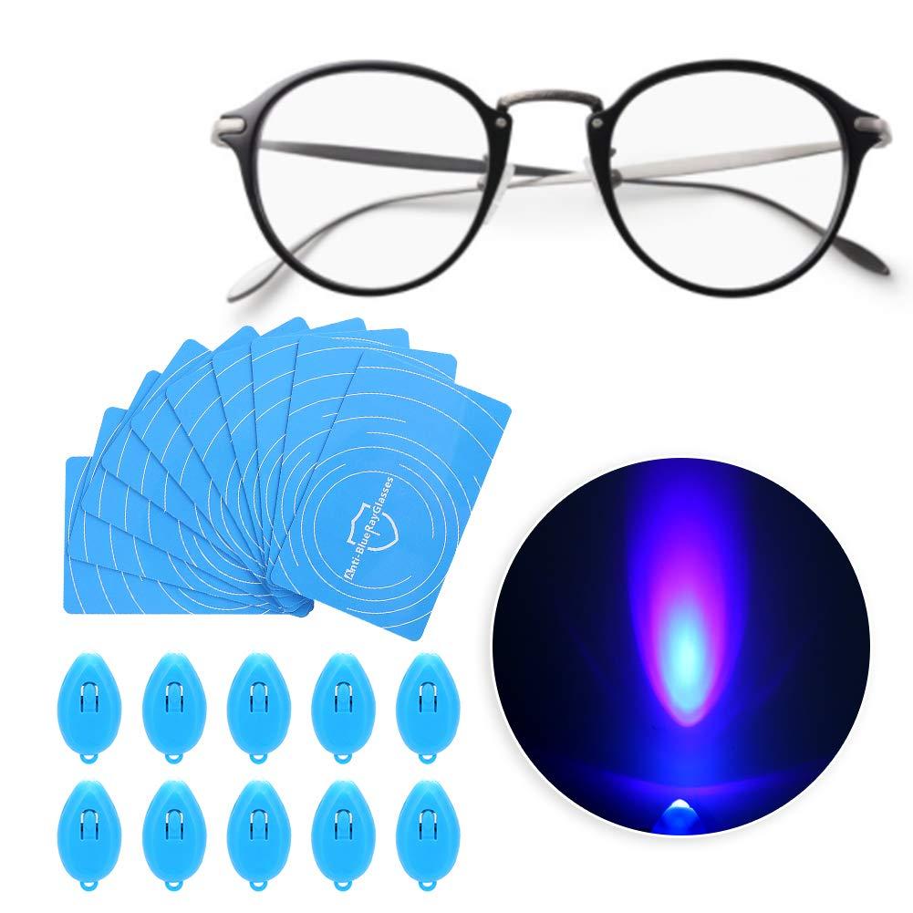 DAUERHAFT 10 Set Professional Anti-Blue Light Test Card,Including Anti-Blue Light Card and Blue Light Generator,The Blue Light More Strong,The Color Change More Deep,for Eyeglasses Test.