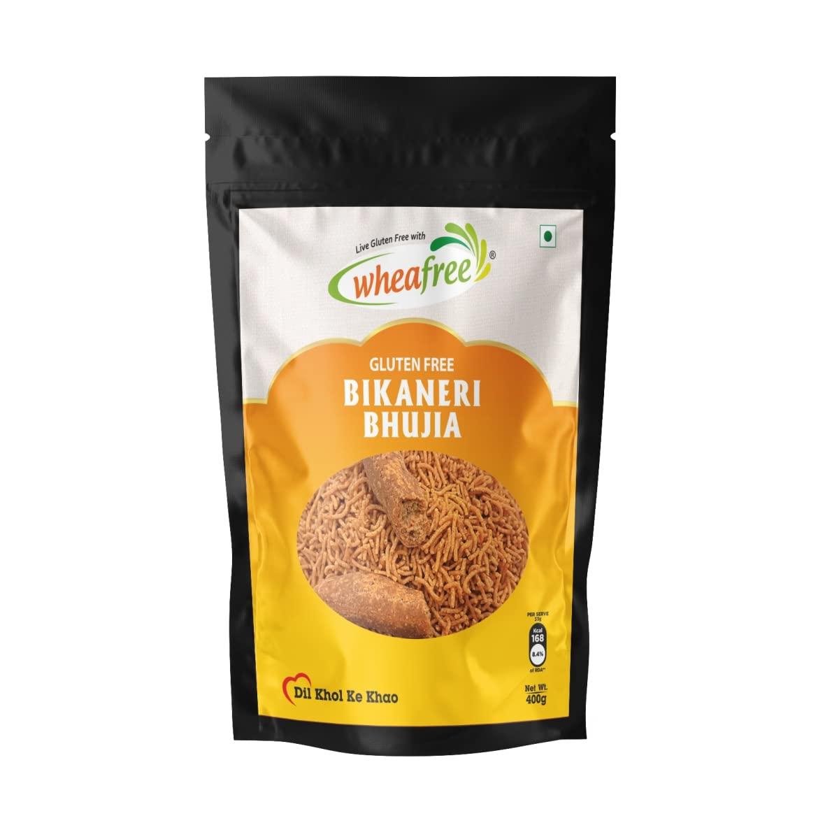 wheafree Wheafree Gluten Free Namkeen Combo Pack - Bikaneri Bhujia 400g + Boondi 300g | Delicious, Ready to Eat Snacks | Indian Tasty Crispy and Crunchy Snacks | Tangy and Spicy Taste