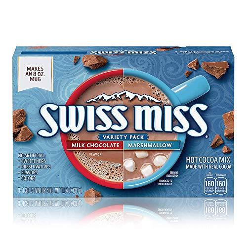 Swiss Miss Swiss Miss Variety Pack Milk Chocolate, Marshmallow Hot Cocoa Mix (33% Larger Mug), 313 g