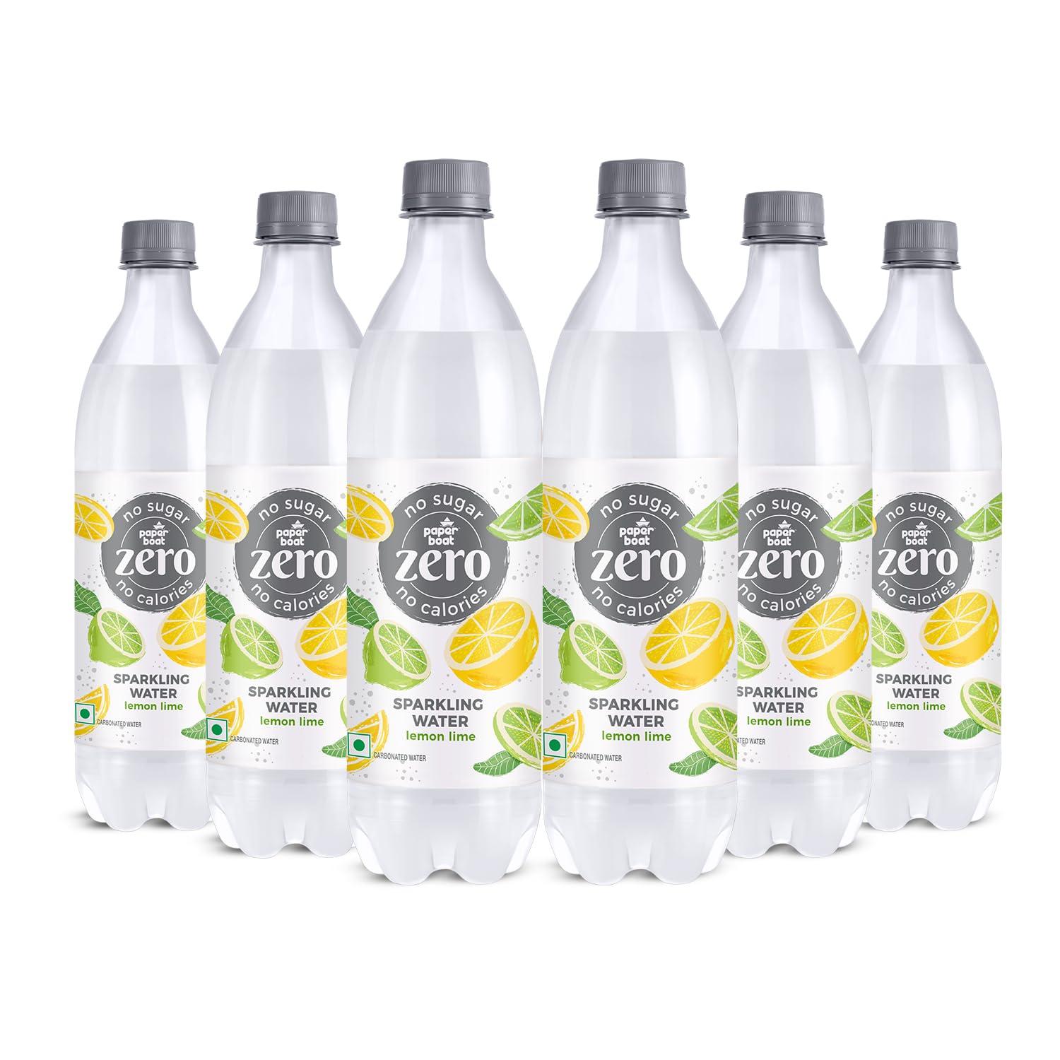Paper Boat Paper Boat Lemon Lime Sparkling Water, Pack of 6, 600ml Each | Carbonated Water | Zero Sugar, Zero Calories I Sugar Free