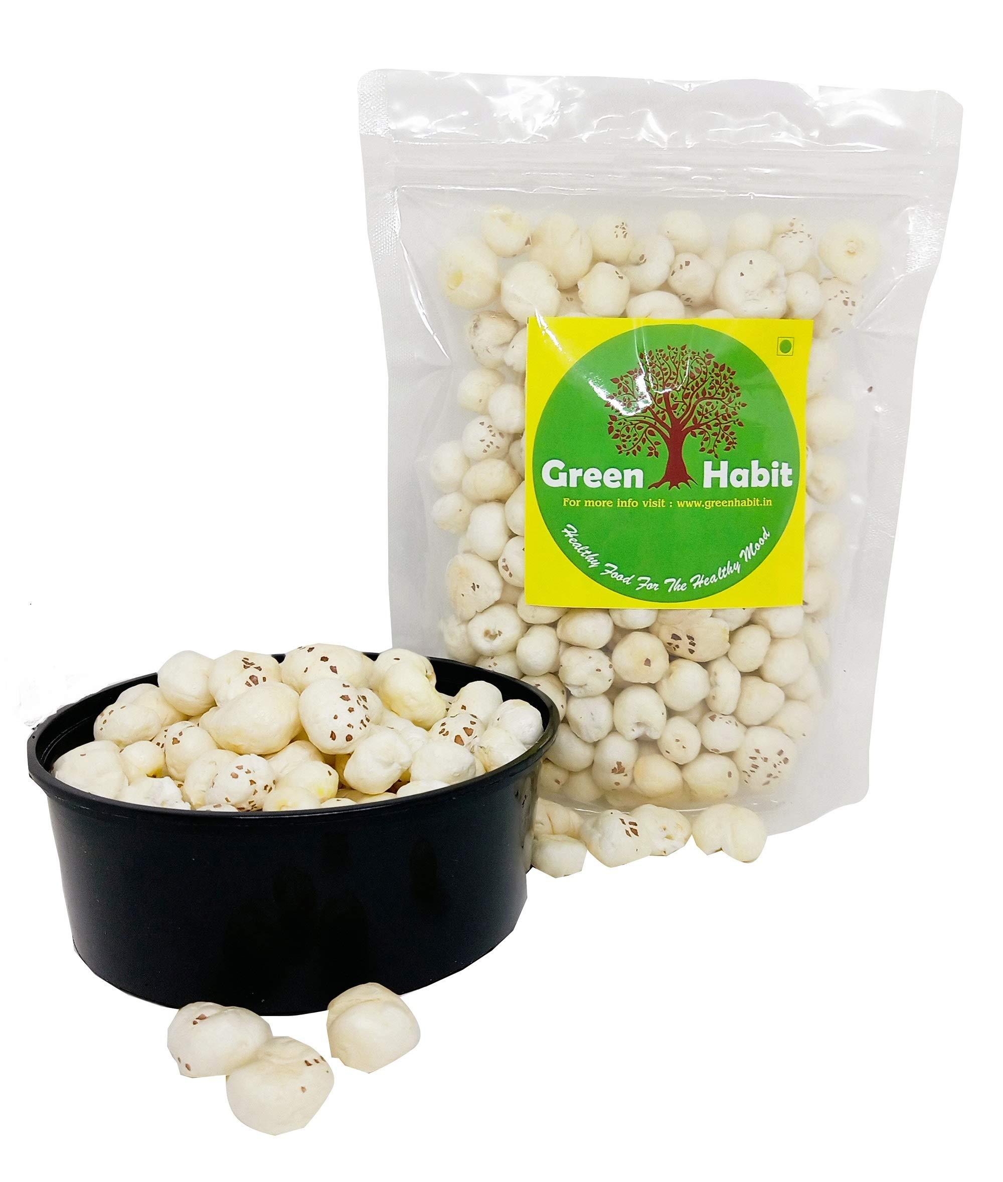 Greenhabit GreenHabit Jumbo Hand-picked Raw Makhana aka Fox-nuts 100 gm | NON-GMO| Super food | Gluten-free Snacks | Plain (Pack of 3 (100g x 3))