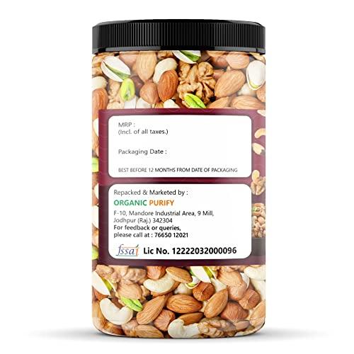 Organic Purify Organic Purify Mom's Superfoood Mixed Nuts Dry Fruits Jar Pack - [Almonds, Cashew, Kishmish, Apricot, Black Raisins, Kiwi] Jar Pack 1 Kg Healthy Snack Approved by Mothers