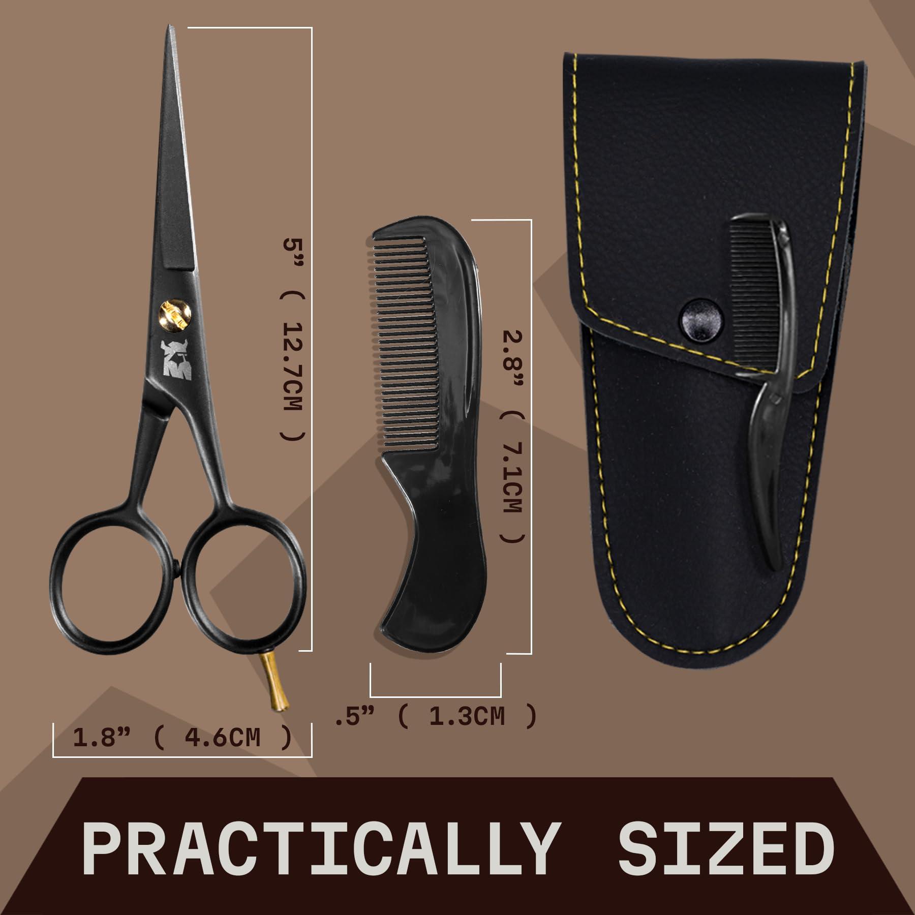 Striking Viking Beard & Mustache Scissors from Striking Viking - Steel Scissors for Beards and Mustaches. Includes Synthetic Leather Case for Travel and Storage