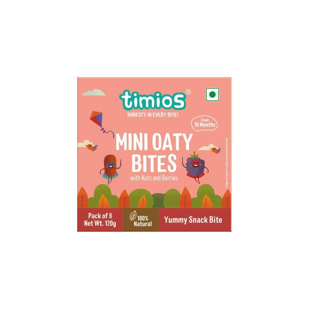 Timios Timios Mini Oaty Bites - Nuts and Berries | Snack Bar for Baby | Pack of 2
