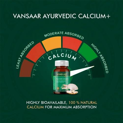 VANSAAR Vansaar Ayurvedic Calcium+ (60 Tabs)| Naturally Sourced Calcium & Hadjod Supplement For Complete Bone and Joint Support| Chemical Free,100% Ayurvedic
