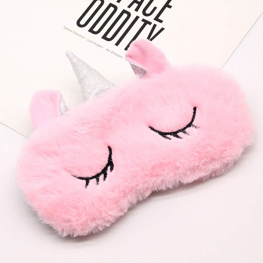 Zoylink Zoylink Sleeping Mask Cartoon Animal Horn Eye Mask Eye Shade Without Ice Pack for Travel (Pink)