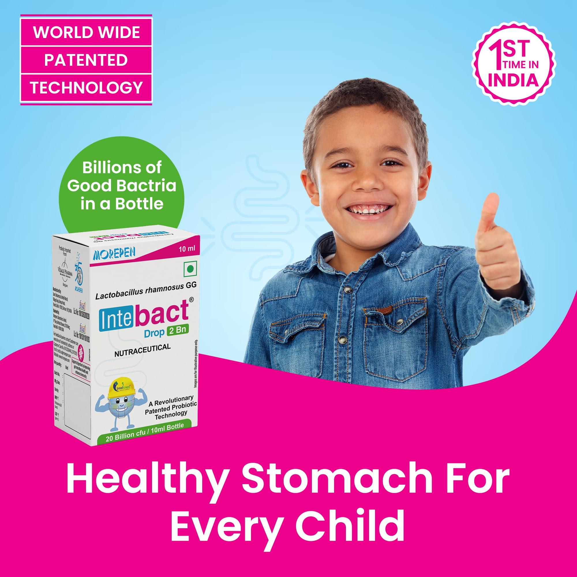 MOREPEN Morepen INTEBACT DROPS 2BN Probiotics Supplement Lactobacillus Bacteria support Gut Digestive Health & Immunity Booster for Men Women 10ML Pack