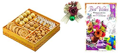 Feastive Celebrations Feastive Celebrations Halidiram's Traditional Delights, Flower Spray & Best Wishes Card