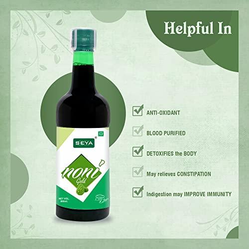 SEYA SEYA Noni Gold Juice, 800ml (Pack of 1) / No Added Sugar/Immunity Booster/Improve Digestion/With Antioxidants for Detox Support/Natural and Herbal Juice
