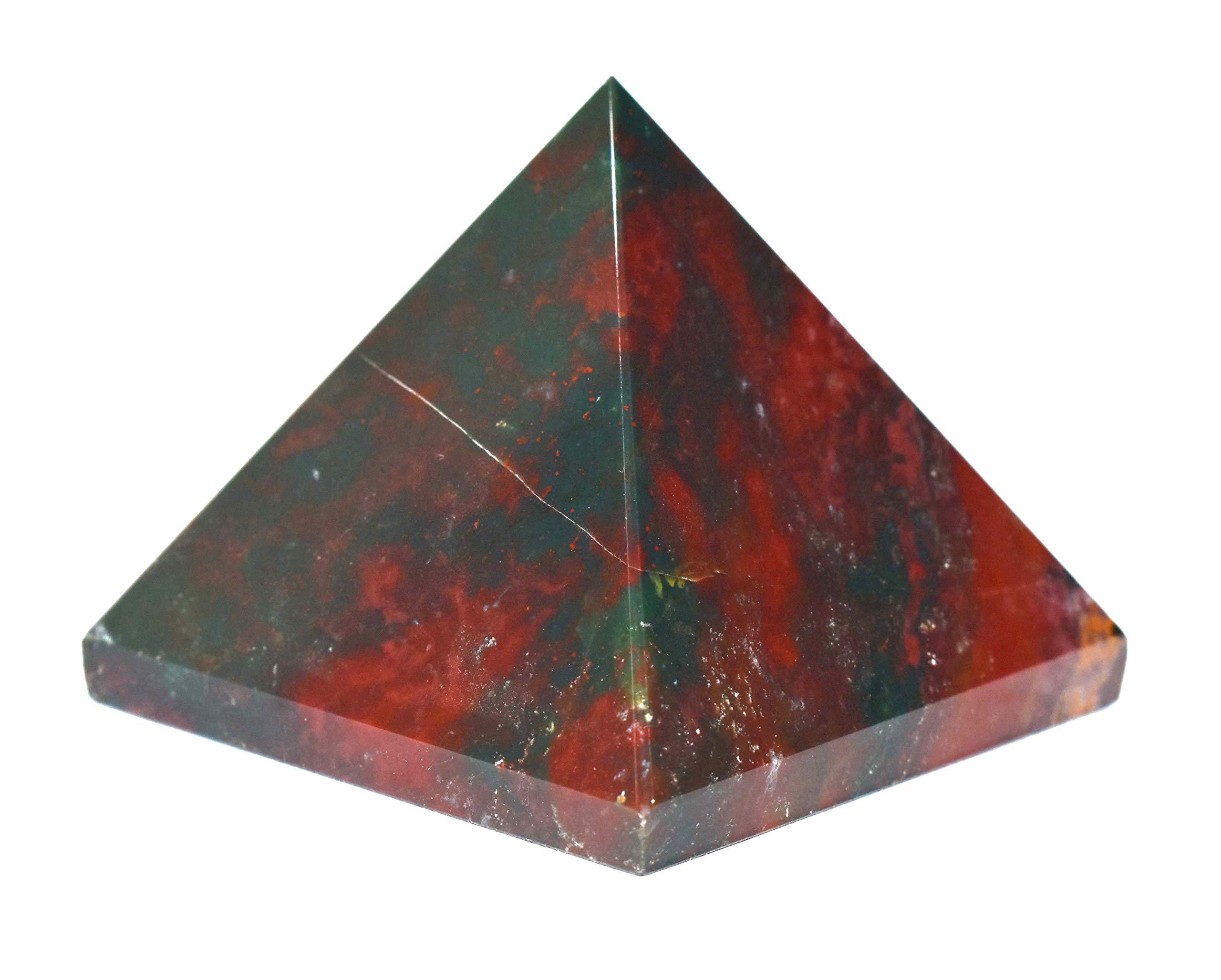 Pyramid Tatva Pyramid Tatva - Bloodstone (Heliotrope) Pyramid Energy Home Dcor Natural Vastu Healing Crystal Reiki Chakra Stone 2-2.5 inch wt - 170-220gm