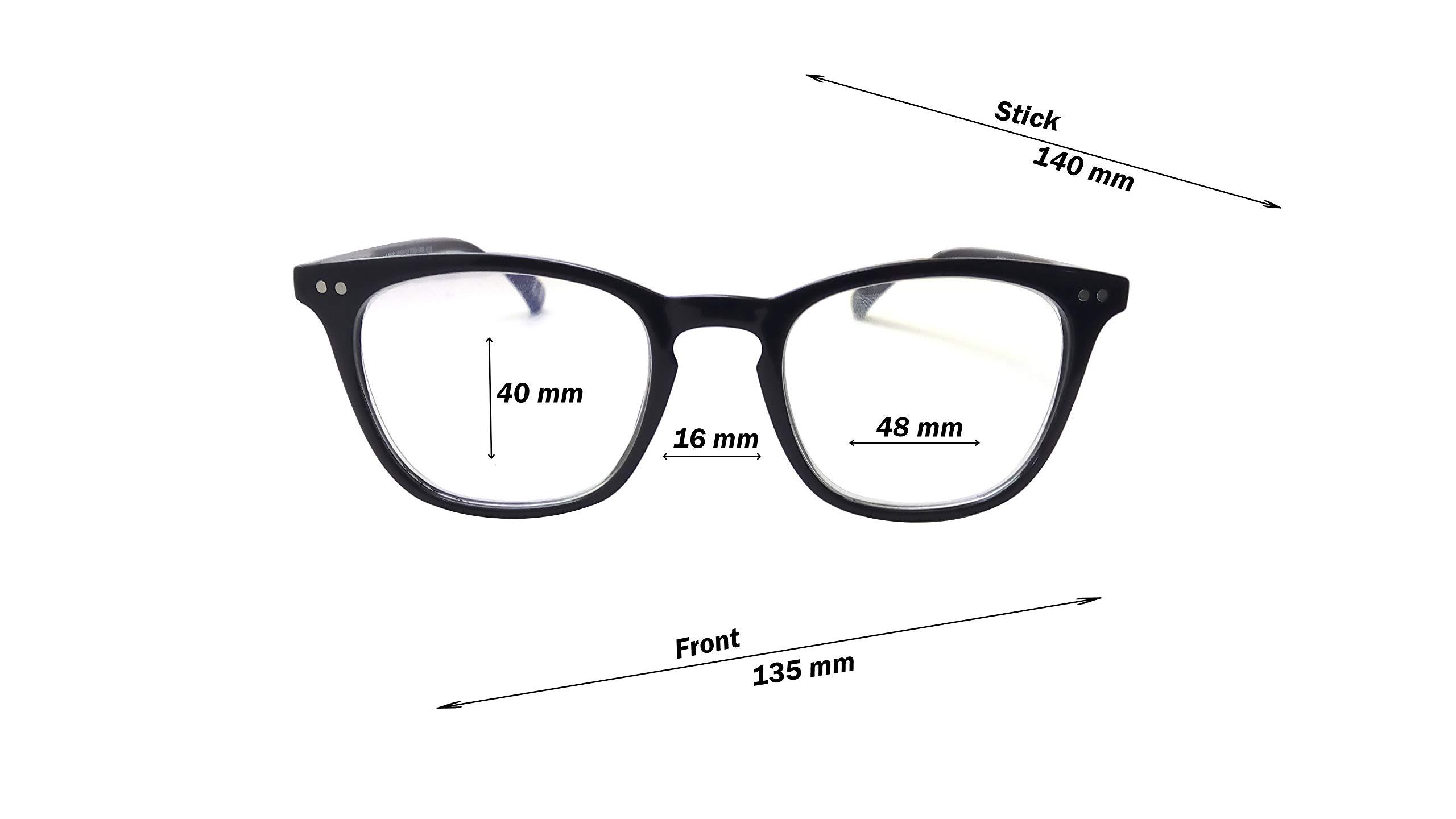 N Specs N Specs +2.00 near reading blue block blue light cut with blue coating glasses for men & women unisex black coloured wayfarer frame