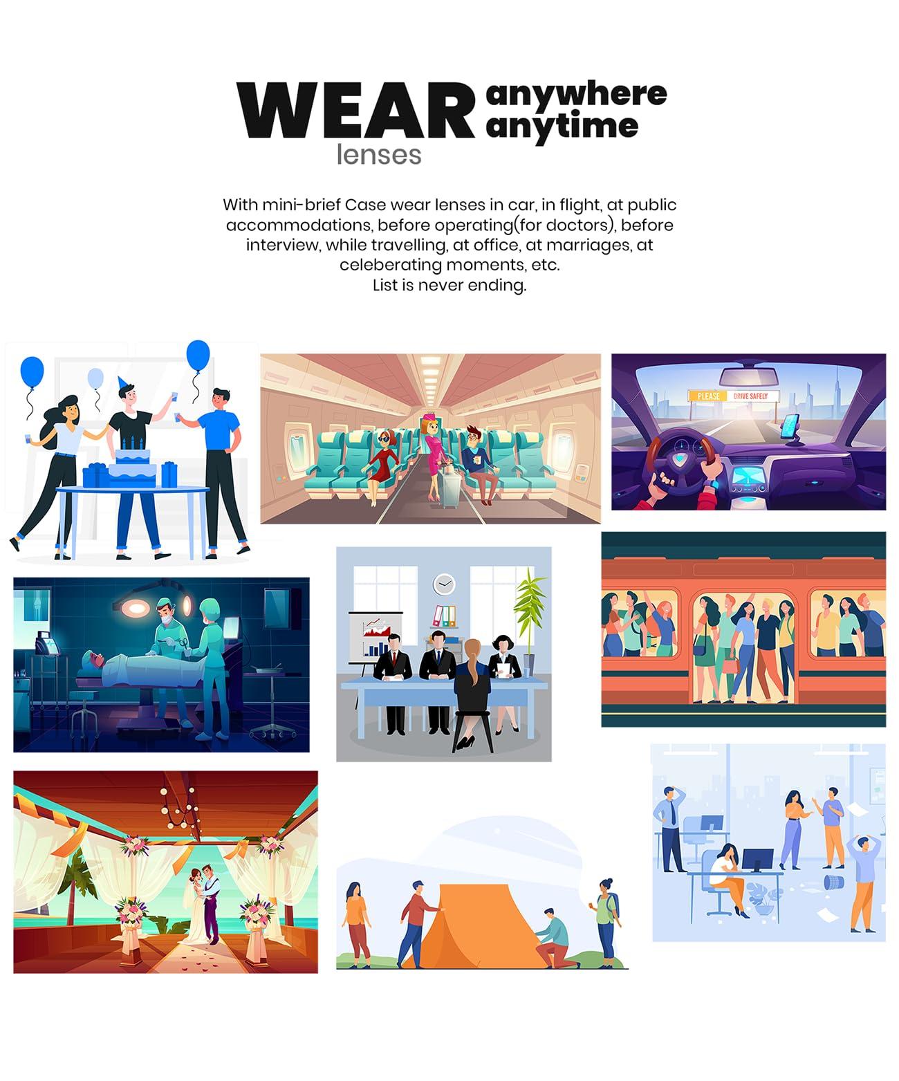 SPECTACKLE SPECTACKLE MBC Contact Lens Case | 2-in-One Portable Contact Lens case and Glasses Dual case | Tweezer | Solution Bottles | Lens Holder | Mirror (Floral Blue)