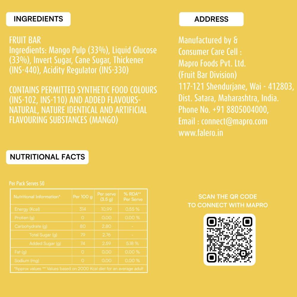 Falero Falero Mango - Aam Pulpy Fruit Chews 175g | Real Mango Pulp | Sweet Candy | Pack of 4