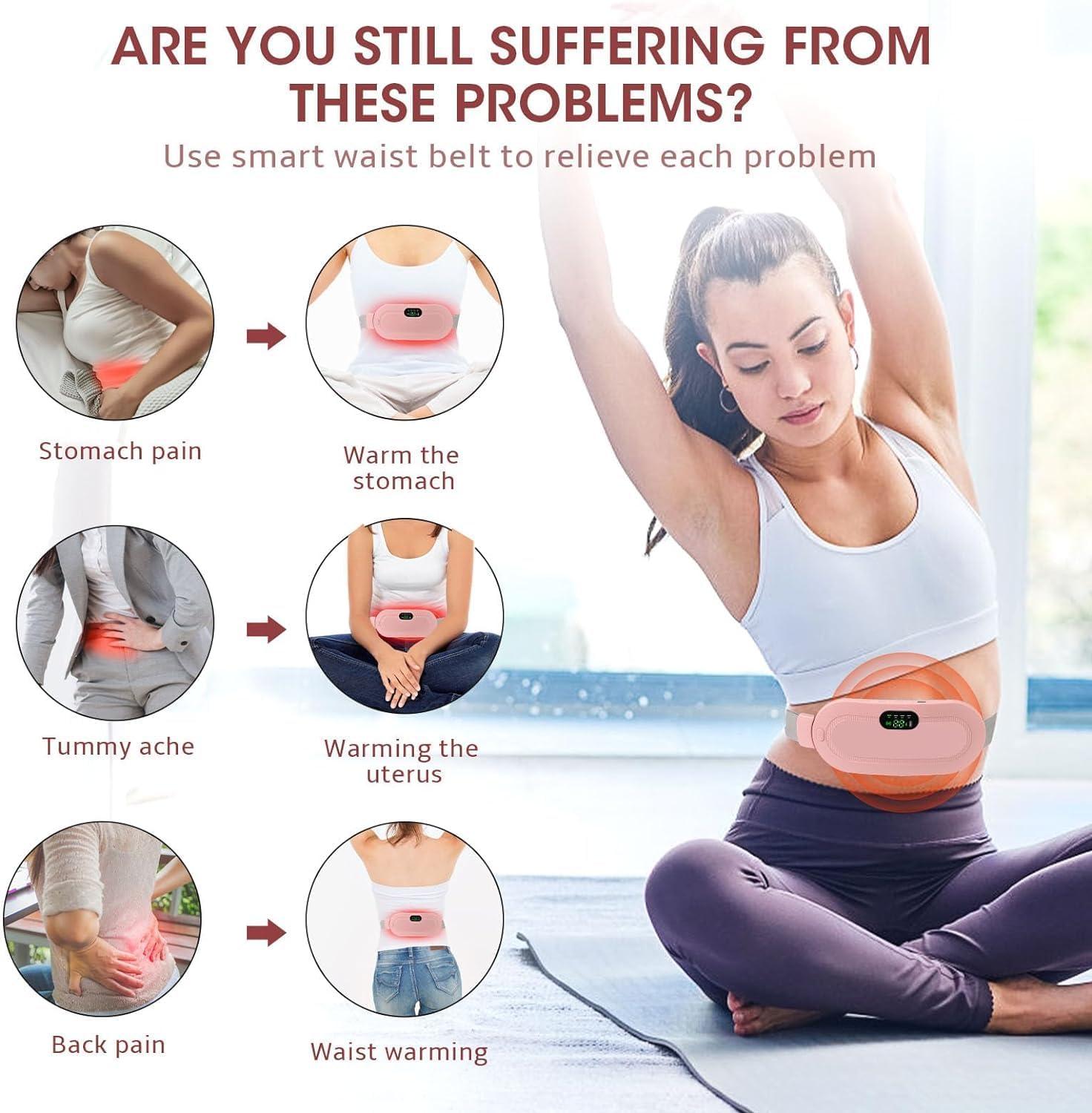 WEPTIX WEPTIX Period Cramp Relief Massager & Heating Pad for Period Cramps Portable Cordless Periods Cramps Relief Machine 3-Temp. & 4-Massage Mode Fast Heating Menstrual Period Pain Relief Device for Women