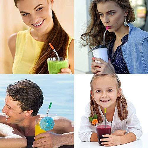Afoosoo Silicone Straw Tips for Stainless Steel 100Pcs Multicolored Reusable Silicone Tip for Metal Rubber Straws Covers with Individually Wrapped | Food Grade Silicone Tips for Smoothie Drinking Straws