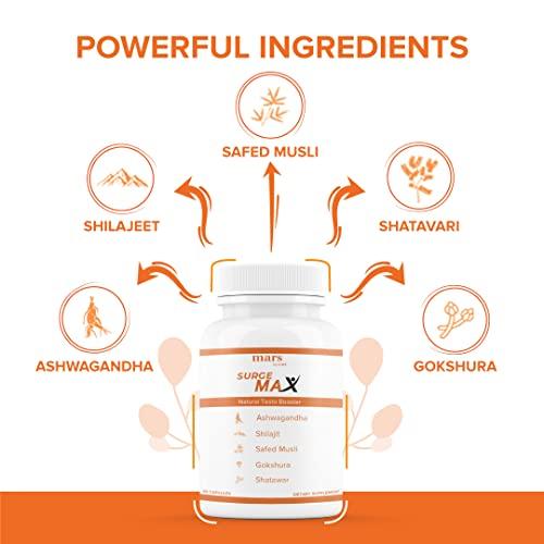 mars by GHC mars by GHC Surge Max, Anxiety Relief, 60 Capsules | Shilajit Ashwagandha, Gokshura, Safed Musli Anxiety Relief Capsules | Help Maintain Overall Health | Only For Sale In India