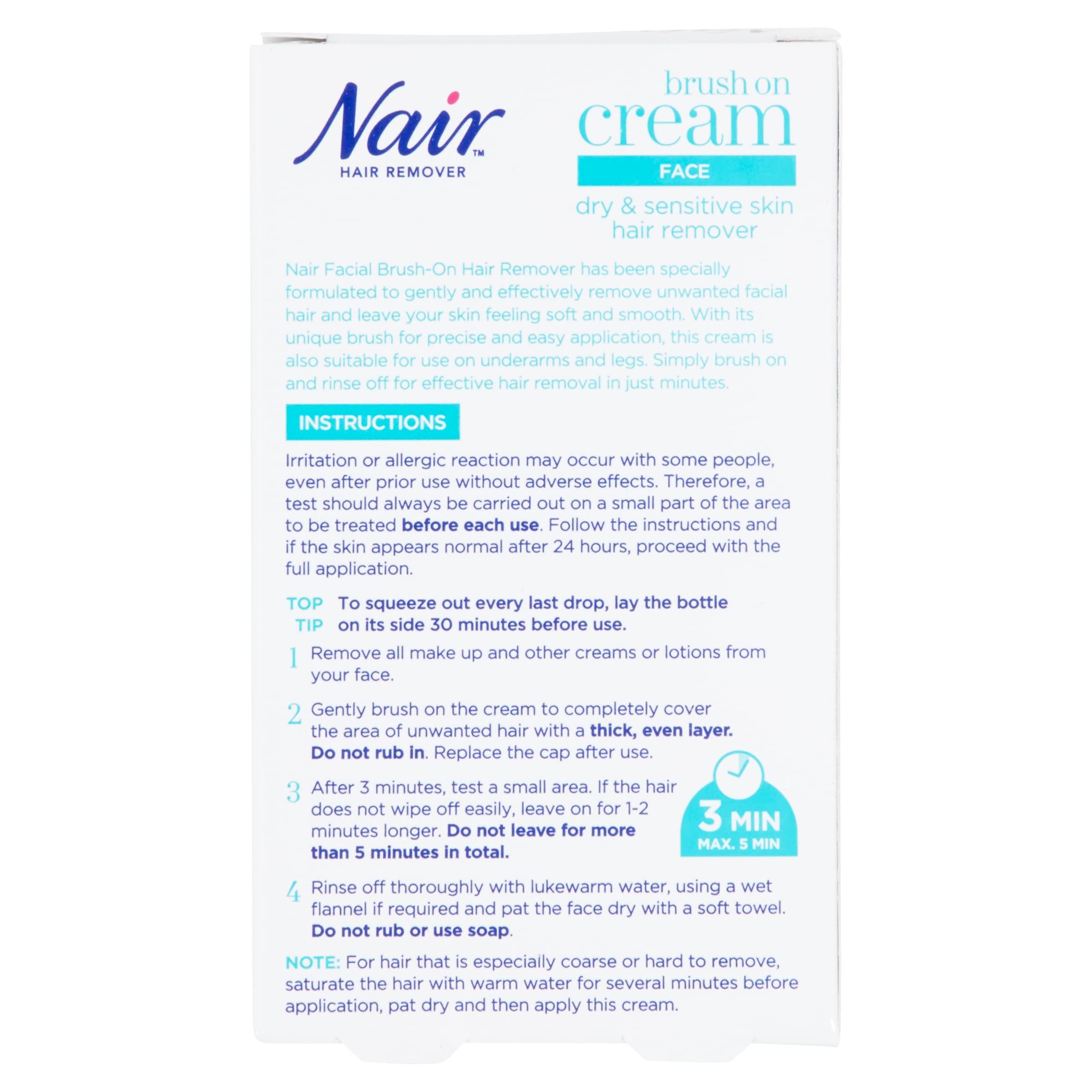 Nair Nair Hair Removal Facial Brush On Cream 50ml || For Dry & Sensitive Skin with Argan Oil