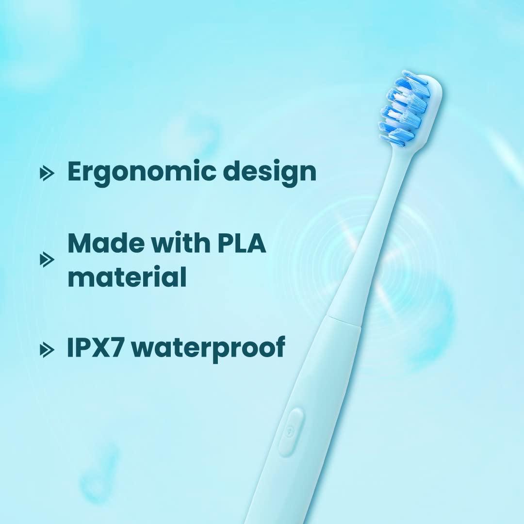 Dr.Dento Dr.Dento Neo Sonic Electric Toothbrush | Soft DuPont Bristles | 2 Brush Heads & Cover | 120 Days Battery Life | AAA Powered | Eco-Friendly Design for Unisex Adults | Ocean Blue