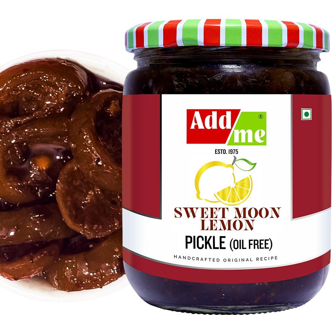 Add me Add me sweet lemon pickle 600 gm | Khatta Meetha nimbu ka achar, lemon pickle sweet and sour without oil sweet lime pickle Homemade Recipe & Taste Glass Pack.
