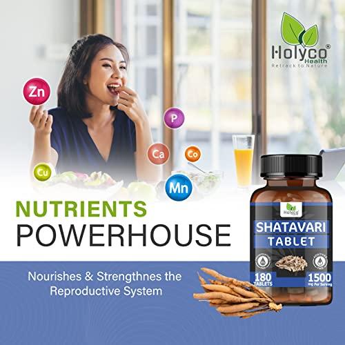 HOLYCO HEALTH - RETRACK TO NATURE Shatavari Tablet - 180 tablets | Known as Wild Asparagus racemosus, Satavar, Satmuli, Shatamuli, Satavari tablets | Natural, No Additives and Preservatives