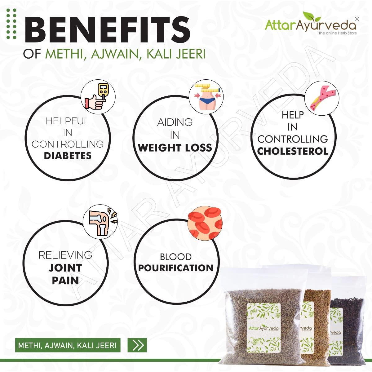 ATTAR AYURVEDA ATTAR AYURVEDA Methi, Ajwain, Kali Jeeri Seeds Combo Pack(400 Grams)