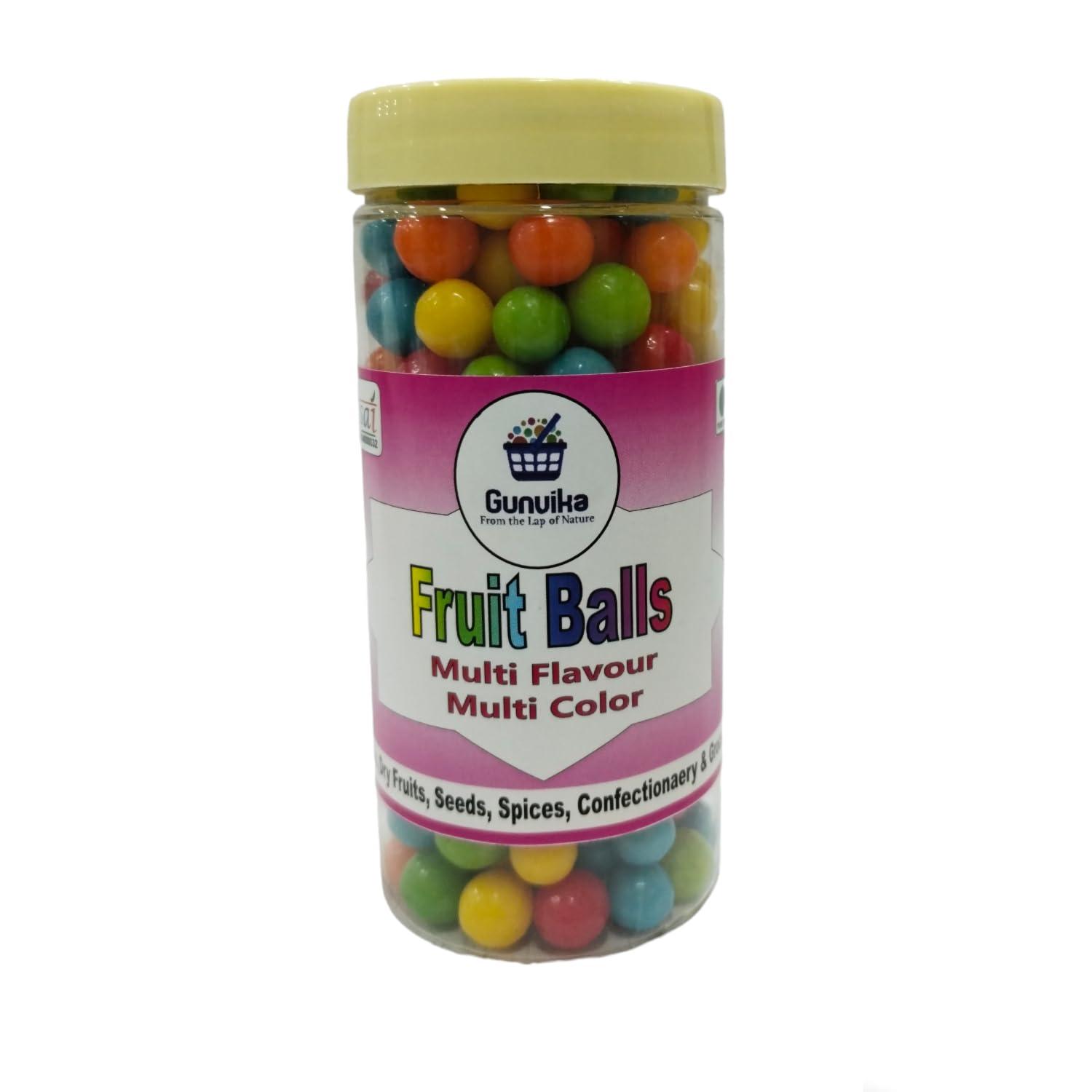 GUNVIKA Gunvika Multicolor Fruit Balls Candy | Mixed Fruit Goli | Colourful Khatti Mithi Goli | Mixed Flavours - 200 Gm