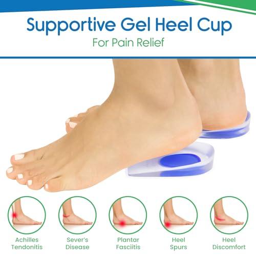 VIVEsole ViveSole Silicone Gel Heel Cups - Shoe Inserts for Plantar Fasciitis, Sore Heel Pain, Bone Spur & Achilles Pain - Pad & Shock Absorbing Support (US Men\'s 10-13)