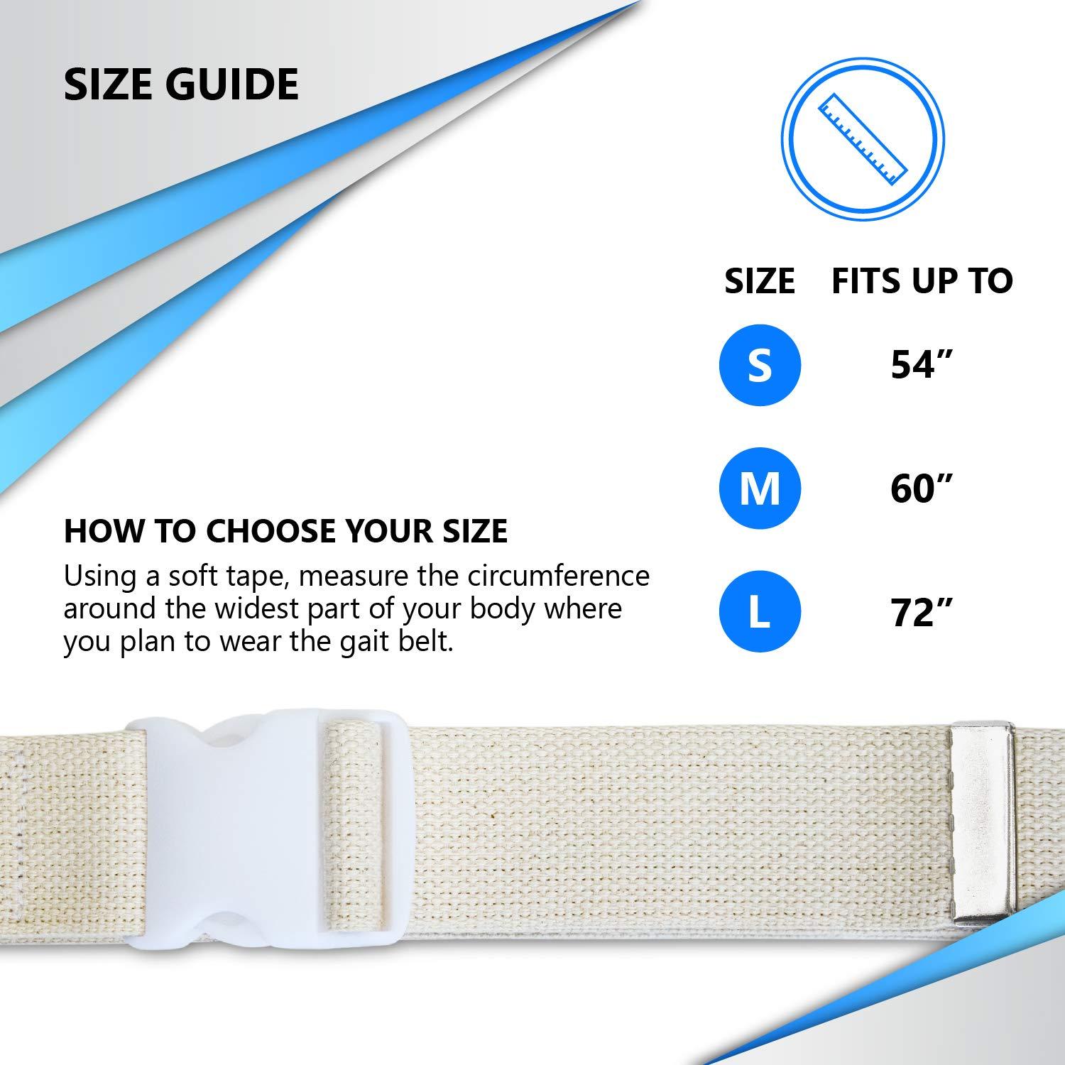 NYORTHO NYOrtho Plastic Buckle Gait Belt - Adjustable Machine Washable Strong and Durable Cotton Material Latex Free, Pastel, 72\"